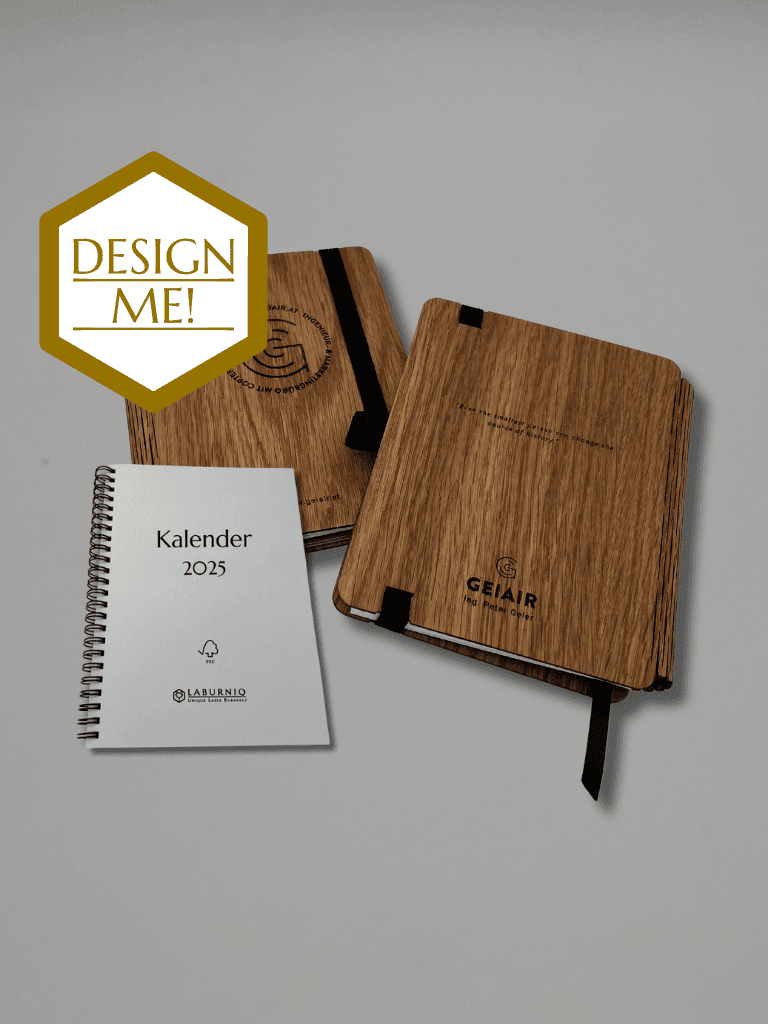 Holzgebundener Kalender A6 design